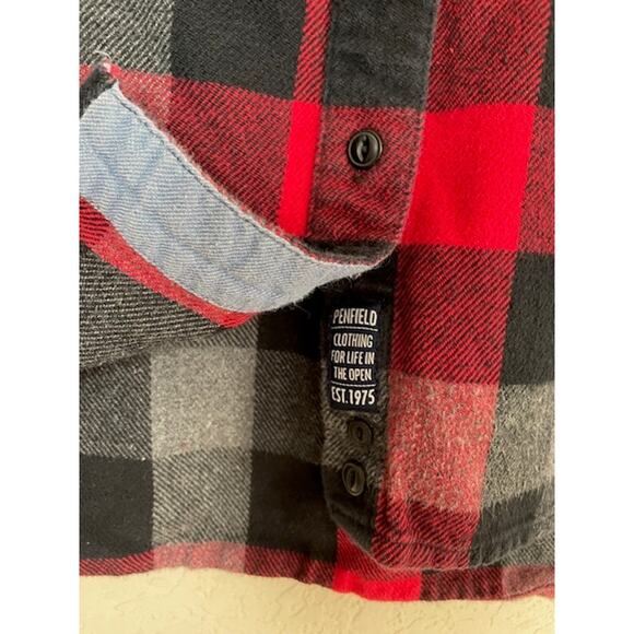 Madewell x Penfield Classic Slim Flannel warm cozy layers red black gray plaid - Picture 4 of 12